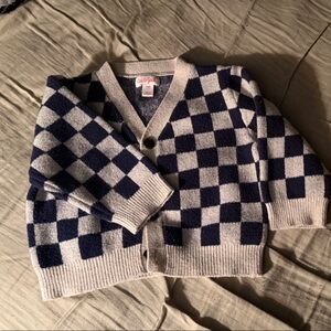 Cat and Jack Checkered Sweater - Navy and Cream